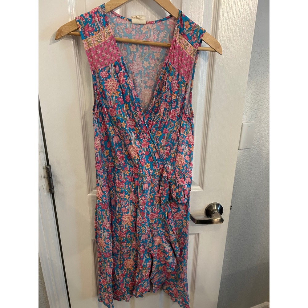 Plenty by Tracy Reese Floral Paisley Wrap Dress Blue Pink Sleeveless Small